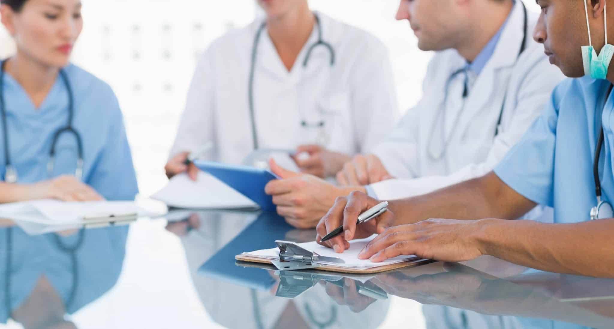 Doctors meeting at a table